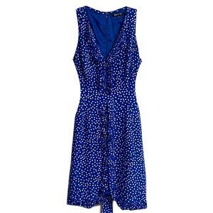 Gianni Bini Cobalt Blue & White Polka Dot Ruffle Sleeveless Dress | Size 6